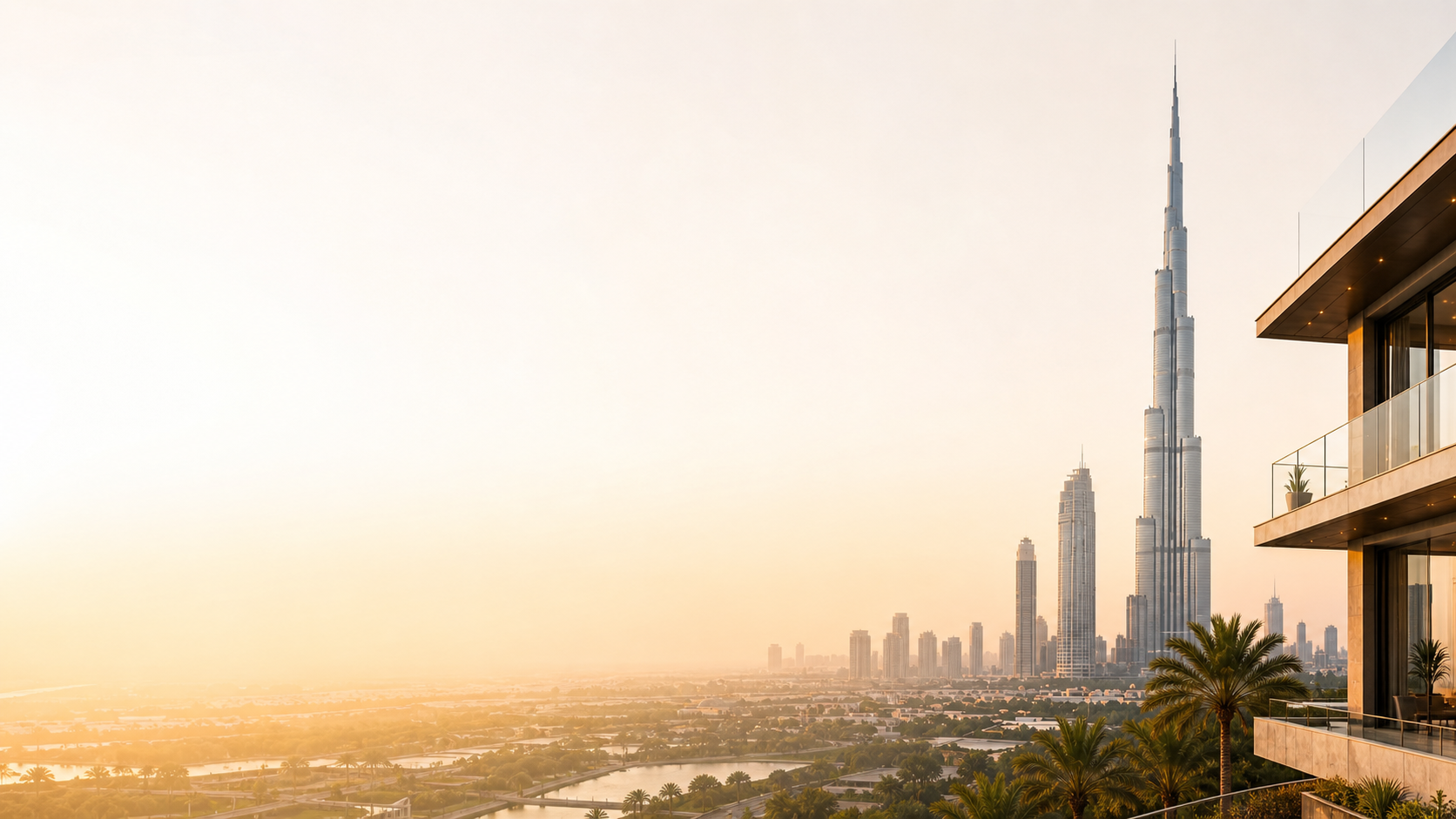 Dubai skyline at golden hour